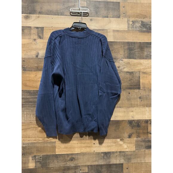 Vintage WhalerKnits- Navy Blue Ribbed Henley Sweater- Sizes L, XXL, 3X - Picture 3 of 8